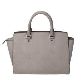 Pre Owned MICHAEL Michael Kors Grey Saffiano Leather Large Selma Tote