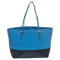 مملوكة مسبقًا حقيبة يد توتس مايكل مايكل كورس جيت سيت شوبر جلد سافيانو أزرق 