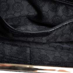 Pre Owned حقيبة كلتش مايكل مايكل كورس بيركلي جلد لامع نقشة الثعبان أسود