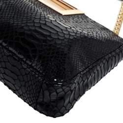 Pre Owned حقيبة كلتش مايكل مايكل كورس بيركلي جلد لامع نقشة الثعبان أسود