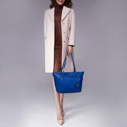 Pre Owned حقيبة يد مايكل مايكل كورس "جيت سيت" سحاب علوي متوسطة جلد أزرق