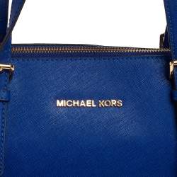 Pre Owned حقيبة يد مايكل مايكل كورس "جيت سيت" سحاب علوي متوسطة جلد أزرق