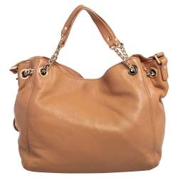 Pre Owned MICHAEL Michael Kors Tan Leather Jet Set Chain Tote