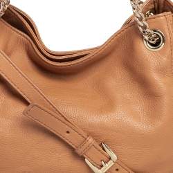 Pre Owned MICHAEL Michael Kors Tan Leather Jet Set Chain Tote
