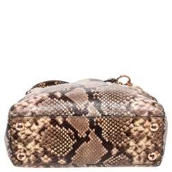 Pre Owned حقيبة ساتشل مايكل مايكل كورس سينثيا جلد نقشة الثعبان بنية صغيرة 