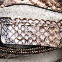 Pre Owned حقيبة ساتشل مايكل مايكل كورس سينثيا جلد نقشة الثعبان بنية صغيرة 