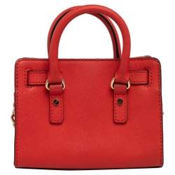Pre Owned MICHAEL Michael Kors Red Leather Mini Hamilton Crossbody Bag