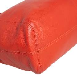 Pre Owned MICHAEL Michael Kors Orange Leather Jet Set Chain Hobo