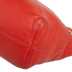 Pre Owned MICHAEL Michael Kors Orange Leather Jet Set Chain Hobo