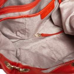 Pre Owned MICHAEL Michael Kors Orange Leather Jet Set Chain Hobo