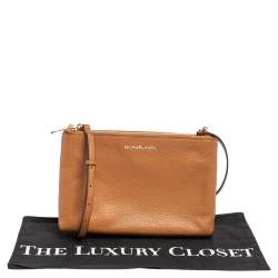 Pre Owned حقيبة كروس مايكل مايكل كورس اديلي جلد وكانفاس مقوى بالشعار بني سحاب مزدوج