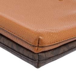 Pre Owned حقيبة كروس مايكل مايكل كورس اديلي جلد وكانفاس مقوى بالشعار بني سحاب مزدوج