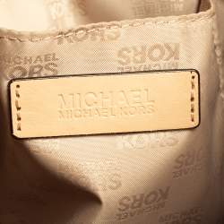 Pre Owned MICHAEL Michael Kors Gold Signature Mirrored Leather North South Tote