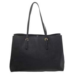 Pre Owned MICHAEL Michael Kors Black Saffiano Leather Medium Jet Set Travel Tote