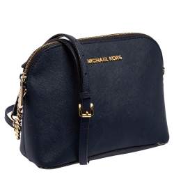 مملوكة مسبقًا MICHAEL Michael Kors Navy Blue Leather Cindy Dome Crossbody Bag