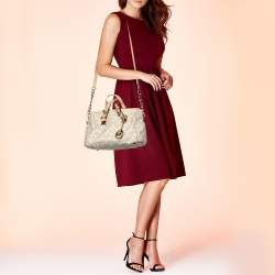 Pre Owned MICHAEL Michael Kors White/Beige Coated Canvas And Leather Grayson Satchel