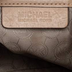 Pre Owned MICHAEL Michael Kors White/Beige Coated Canvas And Leather Grayson Satchel