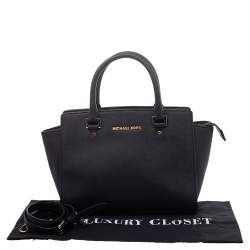 Pre Owned MICHAEL Michael Kors Black Saffiano Leather Medium Selma Satchel