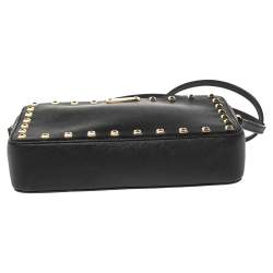 Pre Owned MICHAEL Michael Kors Black Leather Studded Sandrine Crossbody Bag