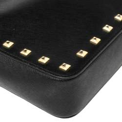 Pre Owned MICHAEL Michael Kors Black Leather Studded Sandrine Crossbody Bag