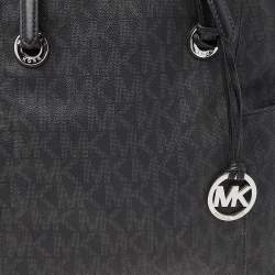 Pre Owned  MICHAEL Michael Kors Black Signature Coated Canvas Jet Set Tote