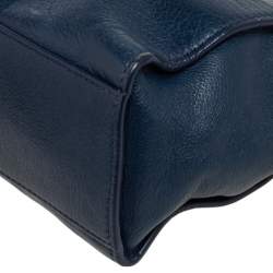 Pre Owned MICHAEL Michael Kors Navy Blue Leather Top Zip Crossbody Bag