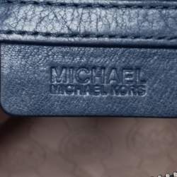 Pre Owned MICHAEL Michael Kors Navy Blue Leather Top Zip Crossbody Bag
