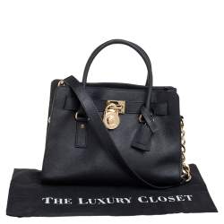 Pre Owned MICHAEL Michael Kors Black Leather Medium Hamilton East West Tote