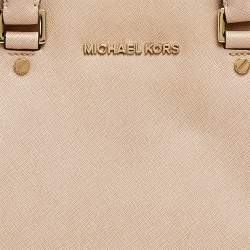 Pre Owned MICHAEL Michael Kors Beige Saffiano Leather Medium Selma Tote