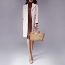 Pre Owned MICHAEL Michael Kors Beige Saffiano Leather Medium Selma Tote