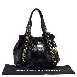 MICHAEL Michael Kors Black Python Embossed Leather Tote