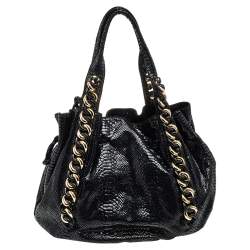 MICHAEL Michael Kors Black Python Embossed Leather Tote