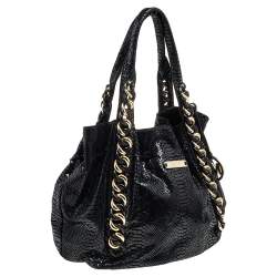 MICHAEL Michael Kors Black Python Embossed Leather Tote