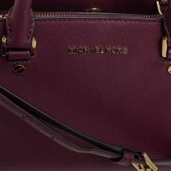 Pre Owned حقيبة ساتشل مايكل مايكل كورس سافانا جلد سافيانو برقوقي صغيرة