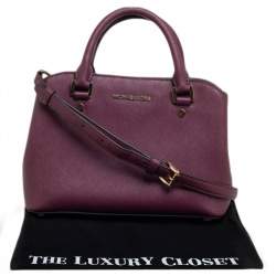 Pre Owned حقيبة ساتشل مايكل مايكل كورس سافانا جلد سافيانو برقوقي صغيرة