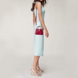 Pre Owned MICHAEL Michael Kors Dark Red Leather Mini Hamilton Crossbody Bag