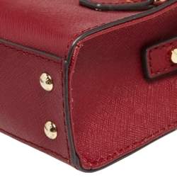 Pre Owned MICHAEL Michael Kors Dark Red Leather Mini Hamilton Crossbody Bag