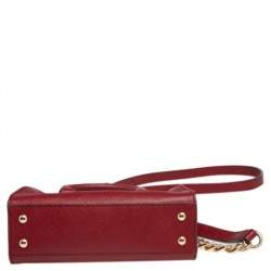 Pre Owned MICHAEL Michael Kors Dark Red Leather Mini Hamilton Crossbody Bag