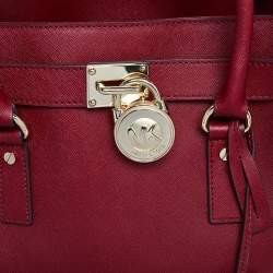 Pre Owned حقيبة يد توتس مايكل مايكل كورس هاميلتون نورث ساوث جلد سافيانو أحمر كبيرة