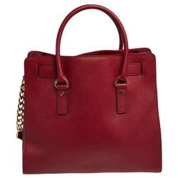 Pre Owned حقيبة يد توتس مايكل مايكل كورس هاميلتون نورث ساوث جلد سافيانو أحمر كبيرة