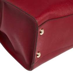 Pre Owned حقيبة يد توتس مايكل مايكل كورس هاميلتون نورث ساوث جلد سافيانو أحمر كبيرة