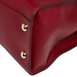 Pre Owned حقيبة يد توتس مايكل مايكل كورس هاميلتون نورث ساوث جلد سافيانو أحمر كبيرة