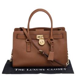 Pre Owned MICHAEL Michael Kors Brown Leather North South Hamilton Tote