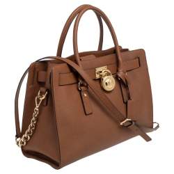 Pre Owned MICHAEL Michael Kors Brown Leather North South Hamilton Tote