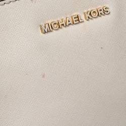 Pre Owned MICHAEL Michael Kors White Leather Cindy Dome Crossbody Bag