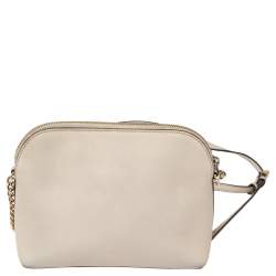 Pre Owned MICHAEL Michael Kors White Leather Cindy Dome Crossbody Bag