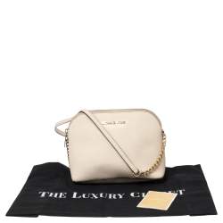 Pre Owned MICHAEL Michael Kors White Leather Cindy Dome Crossbody Bag