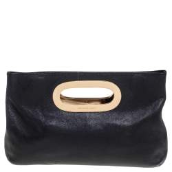 مملوكة مسبقًا MICHAEL Michael Kors Black Grained Leather Berkley Clutch