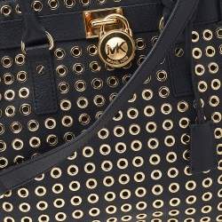 Pre Owned MICHAEL Michael Kors Black Leather Studded Hamilton Tote