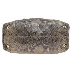 MICHAEL Michael Kors Khaki/Black Python Effect Leather Tote